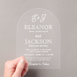 Retro Script Monogram Elegante Stijlvolle Trouwboo Acryl Uitnodigingen