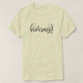 Retro Script Natuurlijke en zwarte bruidsmeisje T-shirt (Design voorkant)