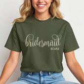 Retro Script Natuurlijke Vermoeidheid Groen Bruids T-shirt
