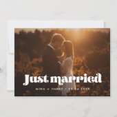  retro script Net getrouwd fotokaart Aankondiging (Voorkant)