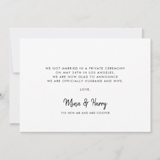 retro script Net getrouwd fotokaart Aankondiging (Achterkant)