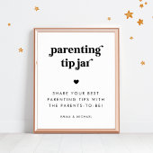 Retro Script Ouderschap Tip Jar Baby shower Sign Poster