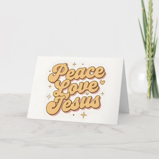 Retro Script Peace Love Jesus Christmas Feestdagen Kaart (Voorkant)