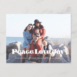  retro script Peace Love Joy Vakantie foto Briefkaart