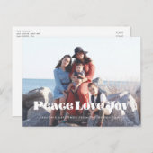  retro script Peace Love Joy Vakantie foto Briefkaart (Voorkant / Achterkant)