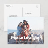  retro script Peace Love Joy Vakantie foto Briefkaart (Voorkant / Achterkant)