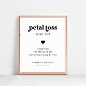 Retro Script Petal Toss Verstuur Trouwbord Poster