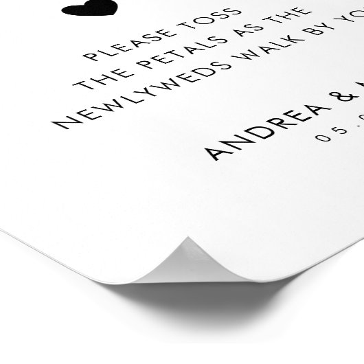 Retro Script Petal Toss Verstuur Trouwbord Poster (Hoek)