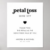 Retro Script Petal Toss Verstuur Trouwbord Poster (Voorkant)