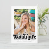 Retro Script Photo-Afstuderen Aankondiging (Staand voorkant)