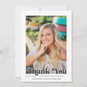 Retro Script Photo Graduation Bedankkaart (Voorkant)