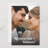 Retro Script Photo Minimalist Rehearsal Dinner Kaart (Voorkant)