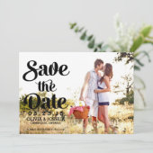 Retro Script Photo Sla de datumaankondiging op Kaart (Staand voorkant)