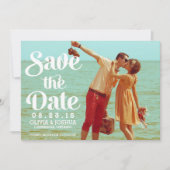 Retro Script Photo Sla de datumaankondiging op Kaart (Voorkant)