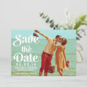 Retro Script Photo Sla de datumaankondiging op Kaart (Staand voorkant)