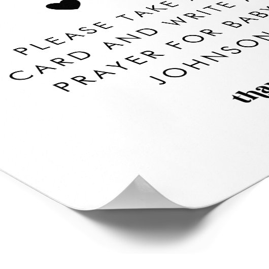 Retro Script Prayers voor Baby Baby shower Sign Poster (Hoek)