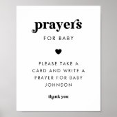 Retro Script Prayers voor Baby Baby shower Sign Poster (Voorkant)