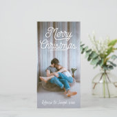 Retro Script Prettig Kerstmis Foto (Staand voorkant)
