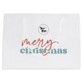 Retro Script Prettig Kerstmis Maatwerk Bedrijfslog Groot Cadeauzakje (Voorkant)