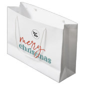 Retro Script Prettig Kerstmis Maatwerk Bedrijfslog Groot Cadeauzakje (Voorkant Gekanteld)
