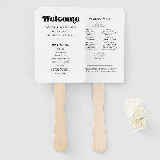 Retro Script Programma & Trouwfeest Handwaaier (Voorkant en achterkant)