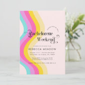 Retro Script Rainbow kleurrijke bachelorette party Kaart (Staand voorkant)
