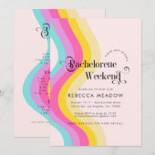 Retro Script Rainbow kleurrijke bachelorette party Kaart (Voorkant / Achterkant)