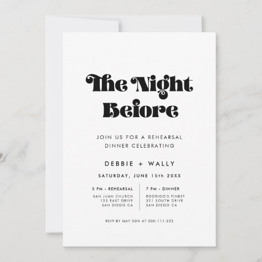 Retro Script repetitie diner Kaart (Voorkant)