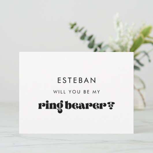 Retro Script Ring Drager Voorstel Kaart (Staand voorkant)