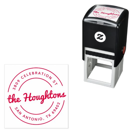 Retro Script Ronde familienaam Retroadres Zelfinktende Stempel (In situ)