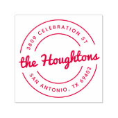 Retro Script Ronde familienaam Retroadres Zelfinktende Stempel (Design)