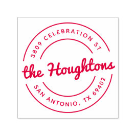 Retro Script Ronde familienaam Retroadres Zelfinktende Stempel