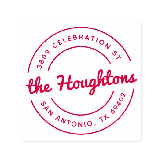 Retro Script Ronde familienaam Retroadres Zelfinktende Stempel (Design)