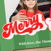 Retro Script Rood en Groen Multi Photo Feestdagenkaart