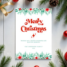 Retro Script Rood & Groen Prettig Kerstfeest