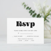 Retro  script RSVP-kaart met maaltijdkeuze RSVP Kaartje (Staand voorkant)
