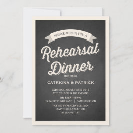 Retro Script Rustic Rehearsal Dinner Uitnodiging