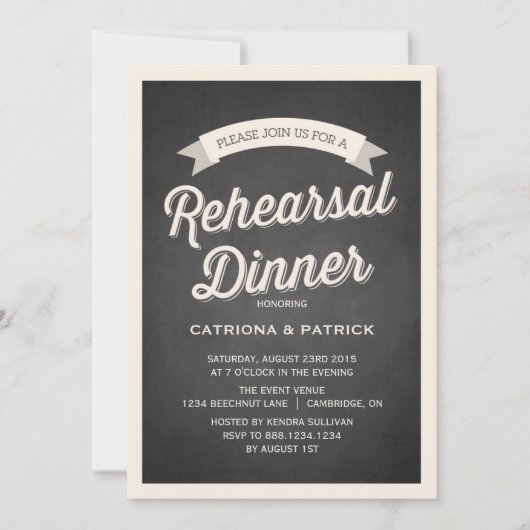 Retro Script Rustic Rehearsal Dinner Uitnodiging (Voorkant)
