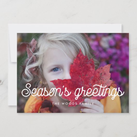 Retro  Script Season's Greetings Foto Feestdagenkaart (Voorkant)