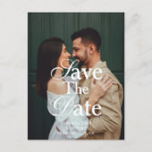 Retro Script Serif Photo Wedding Save The Date Aankondigingskaart (Voorkant)