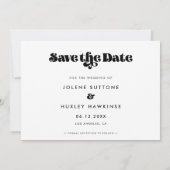  retro script Sla de Date fotokaart op Aankondiging (Achterkant)