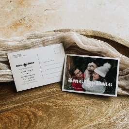  retro script Sla de datumfoto op Aankondigingskaart