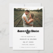 retro script Sla de datumfoto op Save The Date (Voorkant)