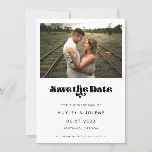  retro script Sla de datumfoto op Save The Date
