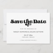 retro script sla de datumuitnodiging op save the date (Voorkant)