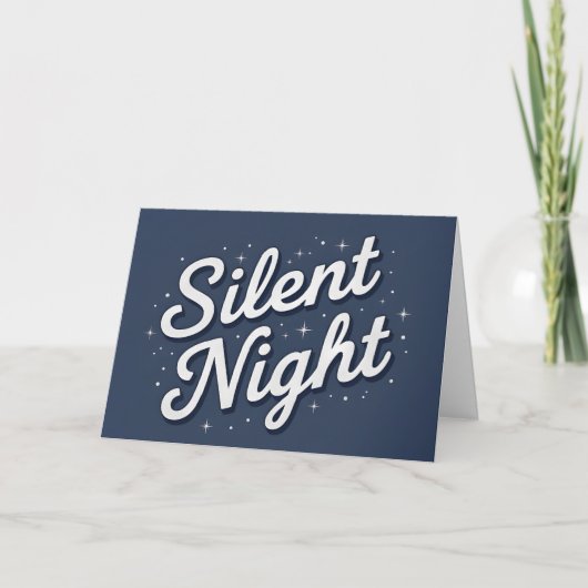Retro Script Stille Nacht Kerstmis Feestdagen Kaart (Voorkant)