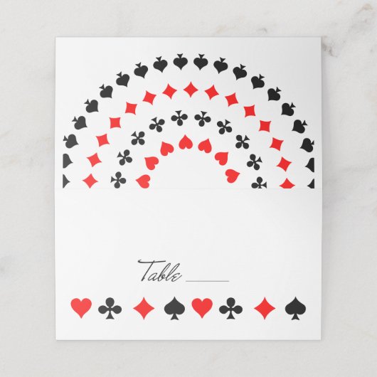 Retro Script Table Las Vegas Gambling Kaart Suits Plaatskaartje (Buitenkant ongevouwen)