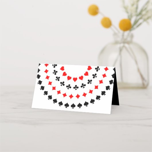 Retro Script Table Las Vegas Gambling Kaart Suits Plaatskaartje (Achterkant)