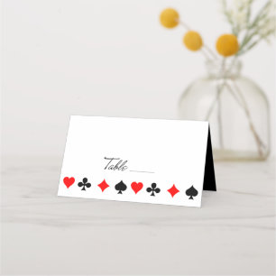 Retro Script Table Las Vegas Gambling Kaart Suits Plaatskaartje