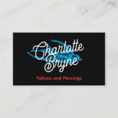 Retro Script Tattoo Artist Zwart Visitekaartje (Voorkant)